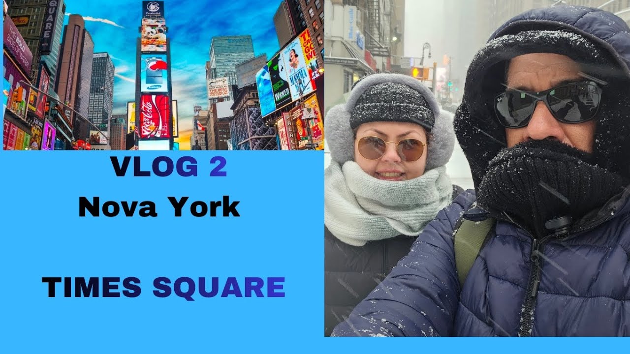 Nevasca em Nova York com TIMES SQUARE.