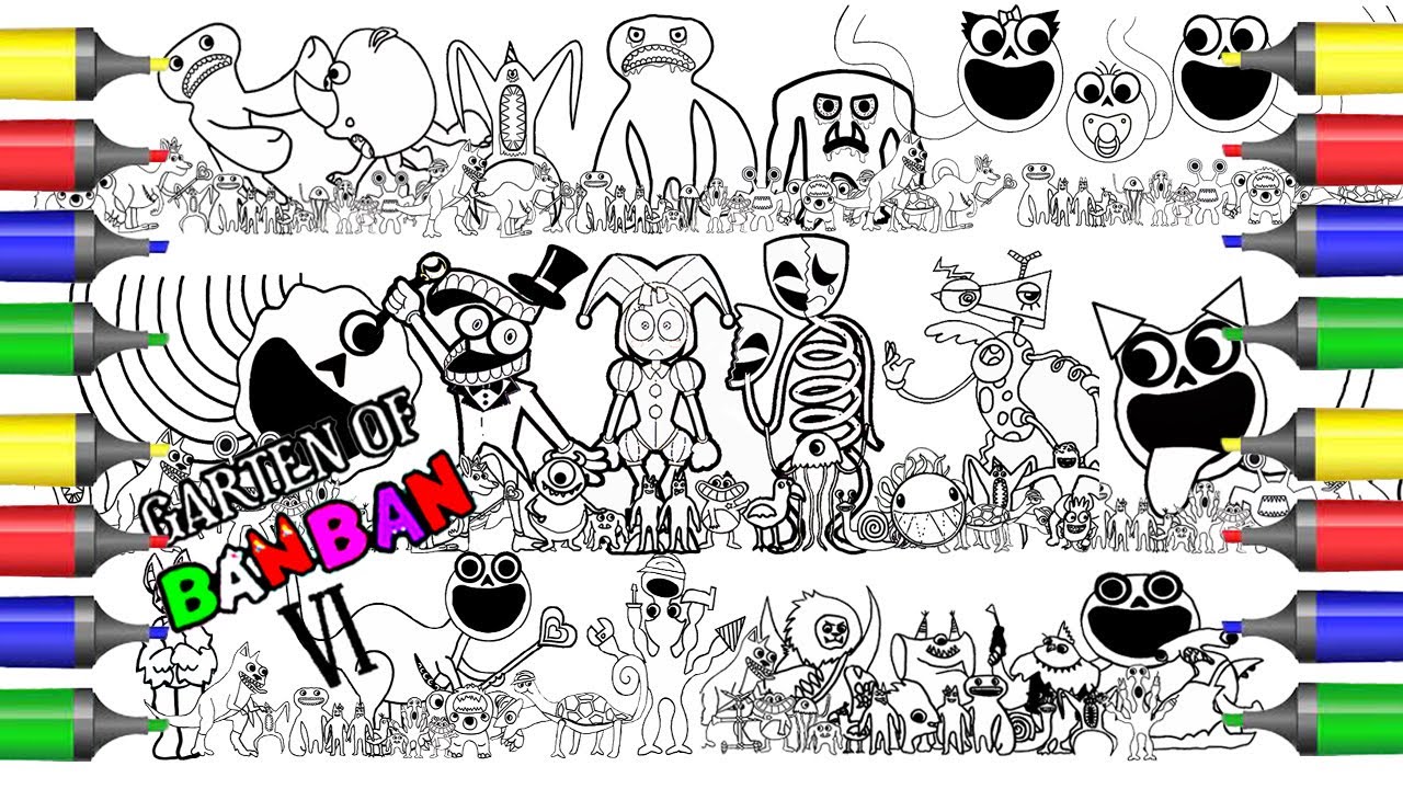 GARTEN OF BANBAN 6 Coloring Pages Mix / How To Color All Garten Of Banban 6 characters / NCS Music