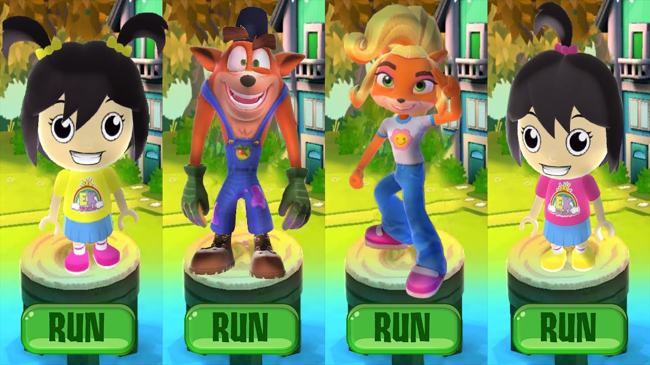 Tag with Ryan's Sisters Emma and Kate vs Coco and Crash - Run GamePlay