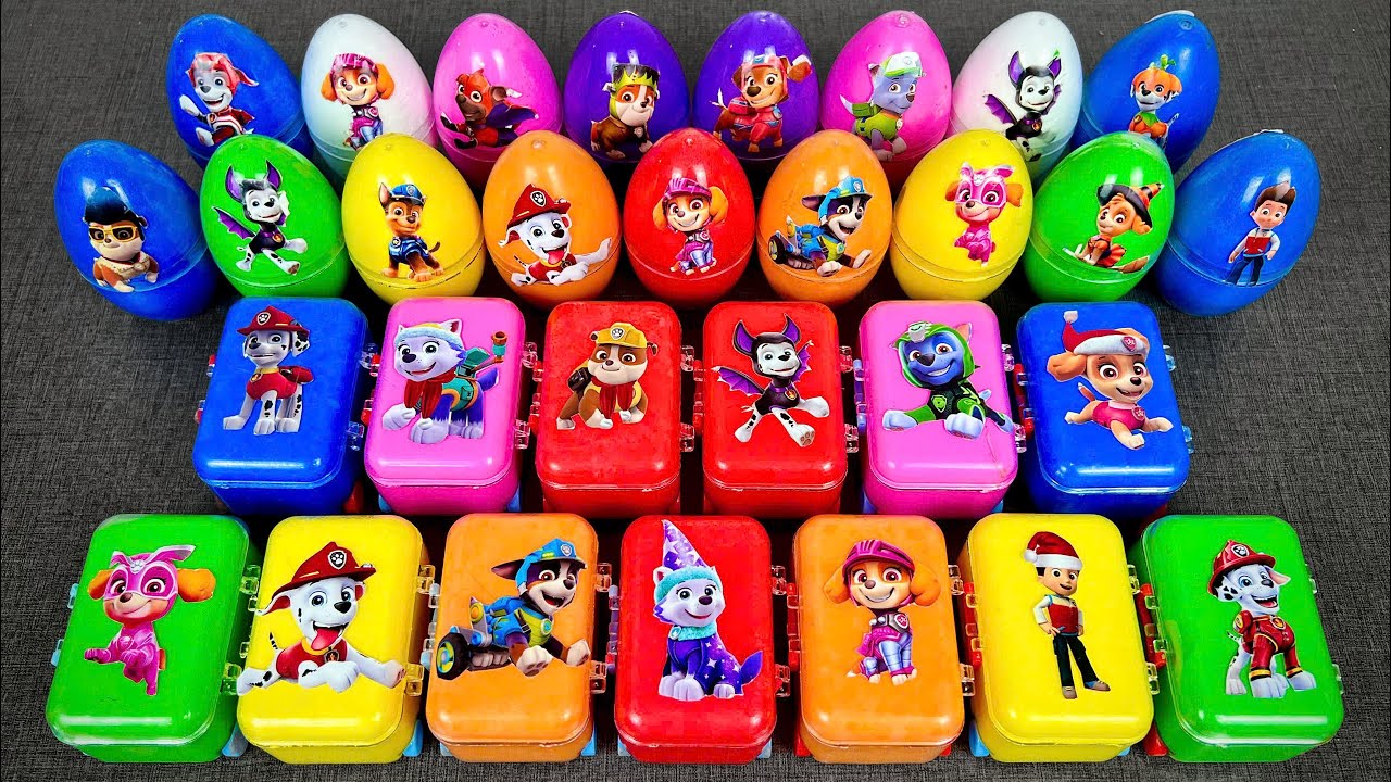 Unboxing Paw Patrol Surprise Eggs with Slime! Satisfying ASMR Clay Reveal &ndash; Ryder, Skye & More!