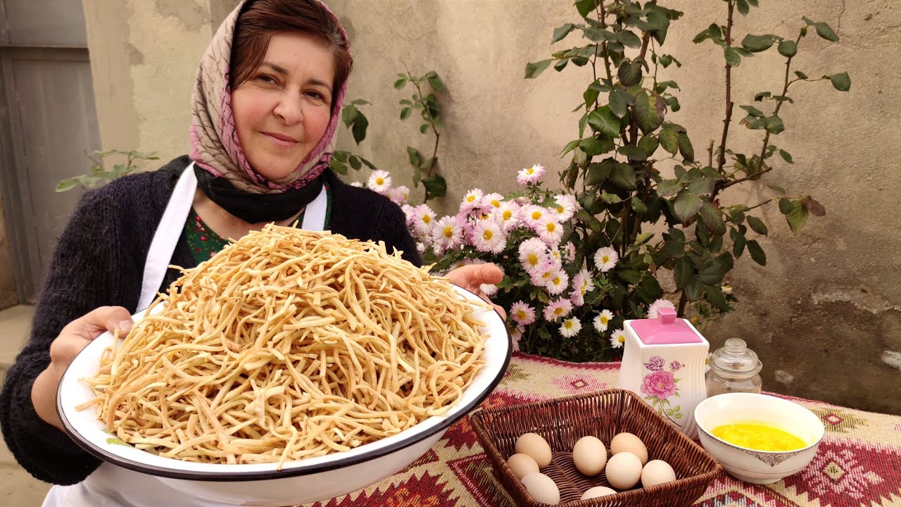 HOMEMADE RURAL Noodles!  PILAF FROM Noodles.  Əriştə pilav.