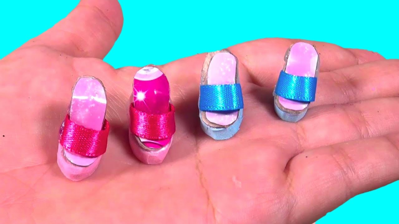 DIY Miniature Making Colorful Barbie Paper and Super Glitter High Heels Sparkle Shoes