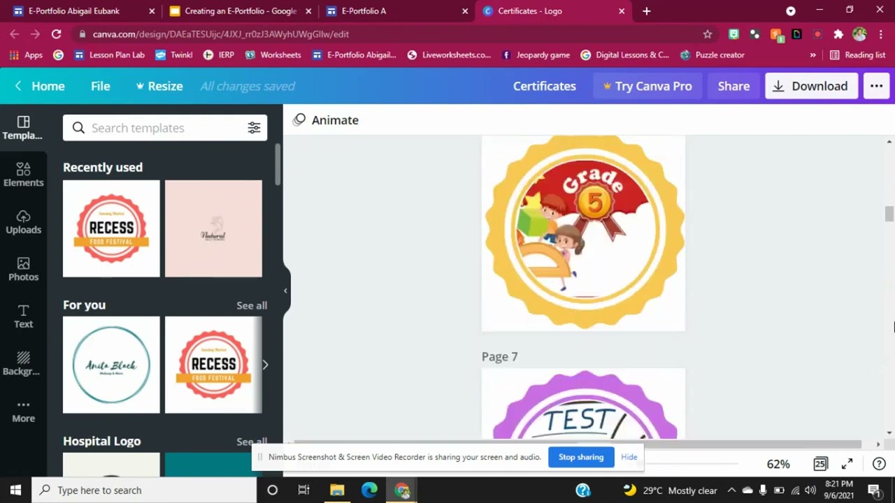 Creating an E Portfolio (Team 37)