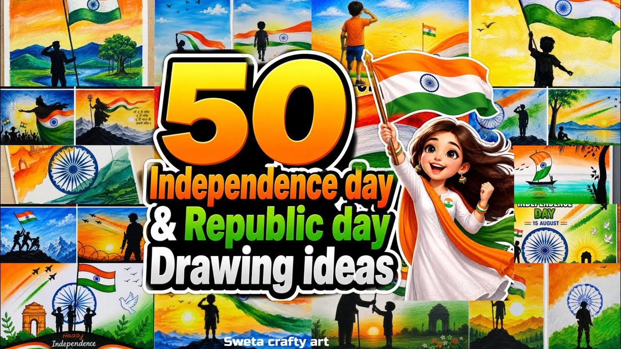 50 Independence Day Drawing Ideas | 15 August Drawing | Republic Day Poster, Independence Day Dra...