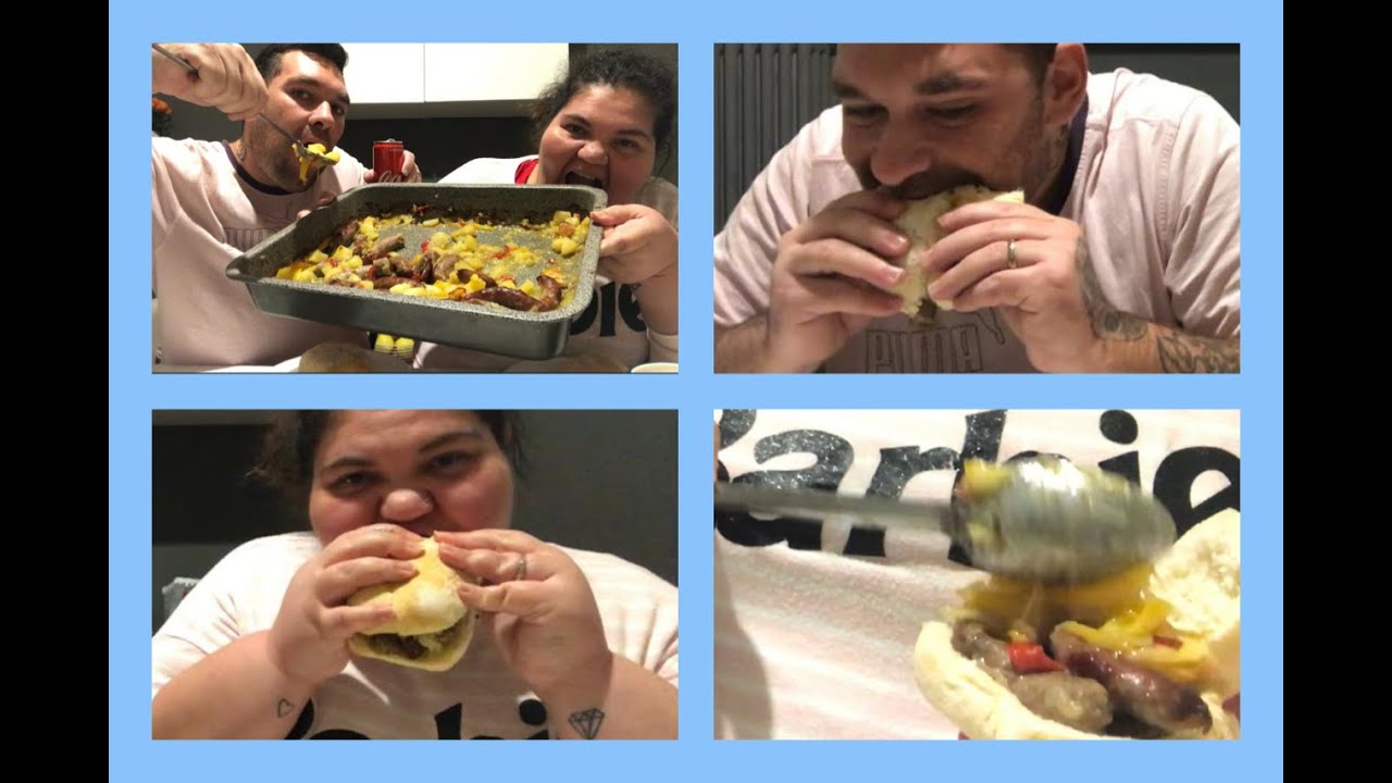 ABBUFFATA SUPER ANIMALESCA CON 4 PANINI SALSICCIA PATATE PEPERONI RUTTO LIBERO!! EATING SHOW MUKBANG