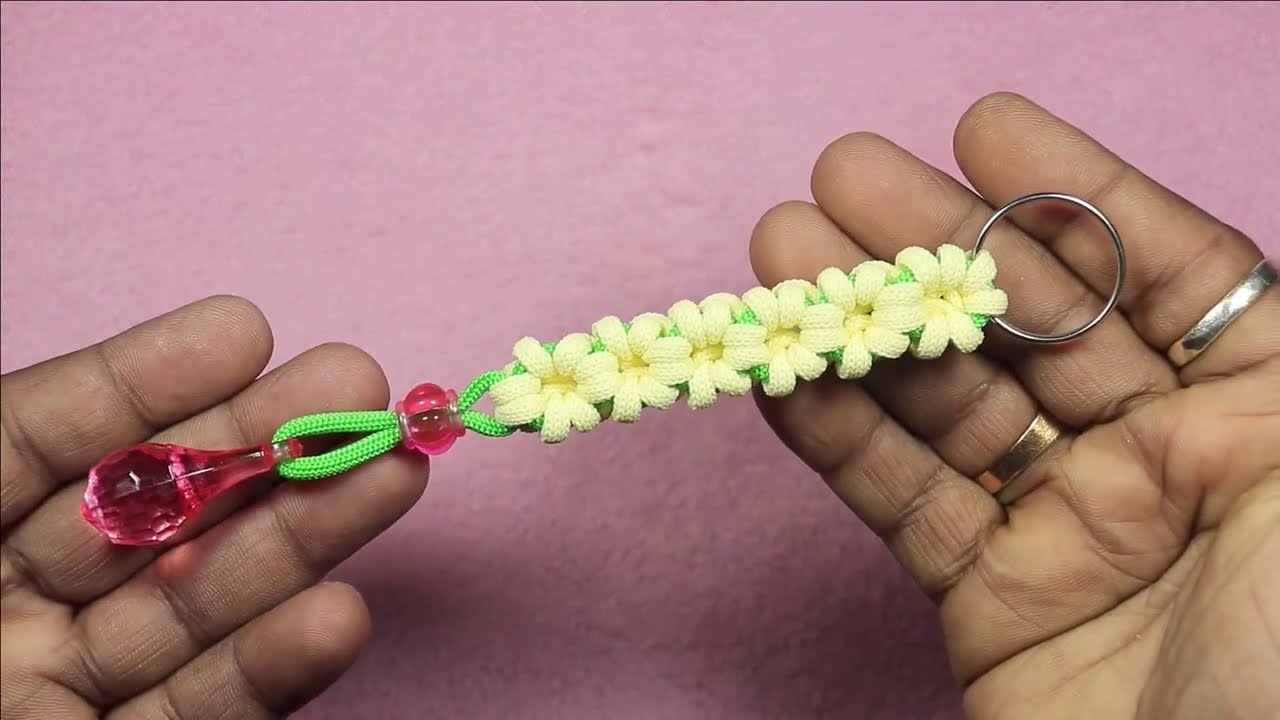 Macrame Keychain Tutorial for BEGINNERS! | DIY Macrame Easy Paracord Lanyard keychain pattern #6