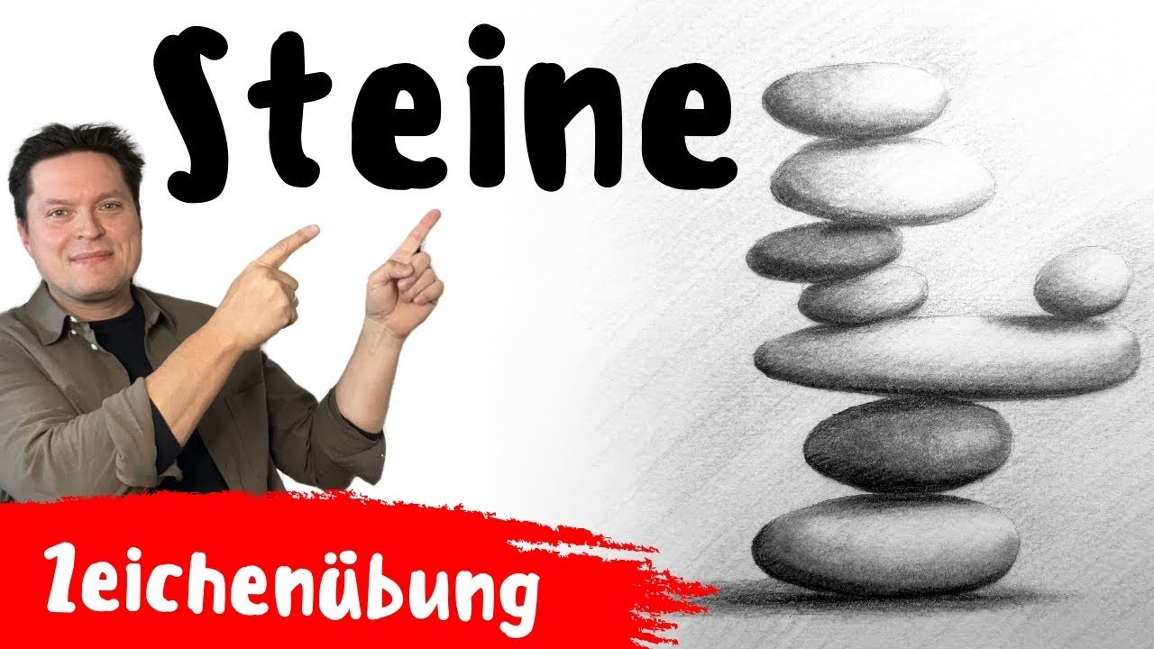 Zeichne realistische Steine - Tolle Zeichenübung mit einem Steine-Motiv
