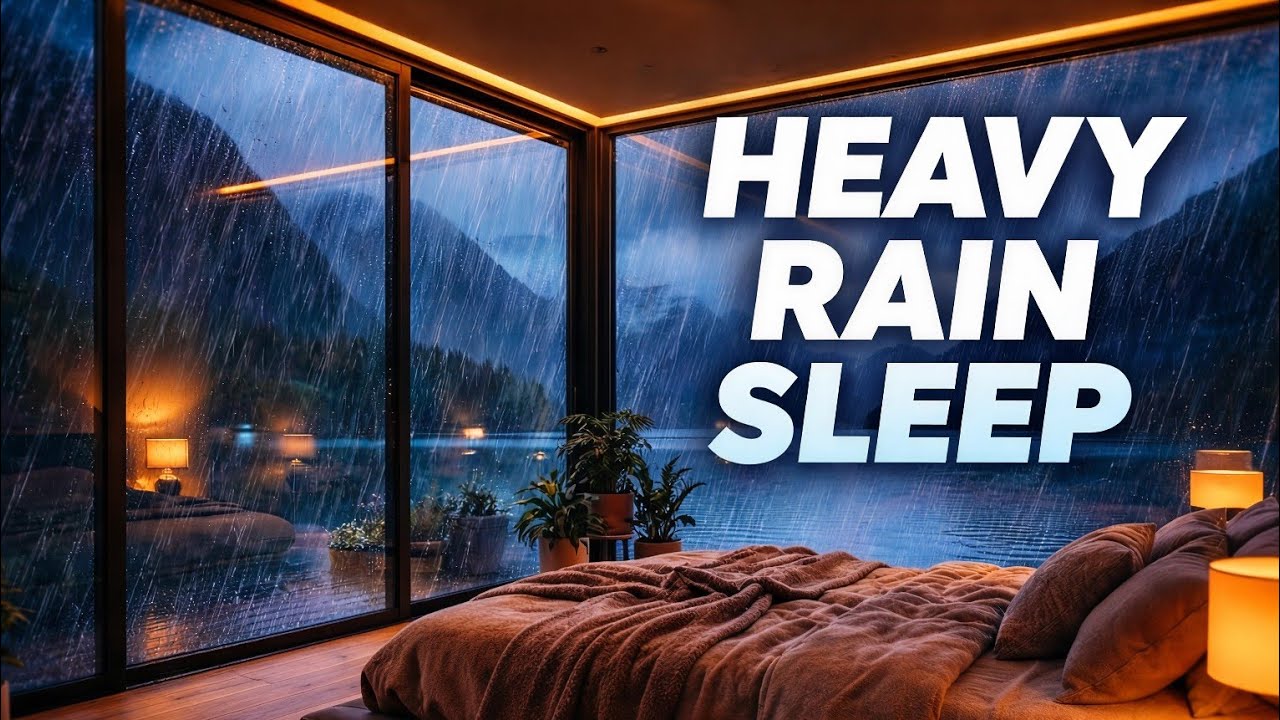 Heavy Rain Sounds for Deep Sleep 🌧️ Cozy Bed at Night
