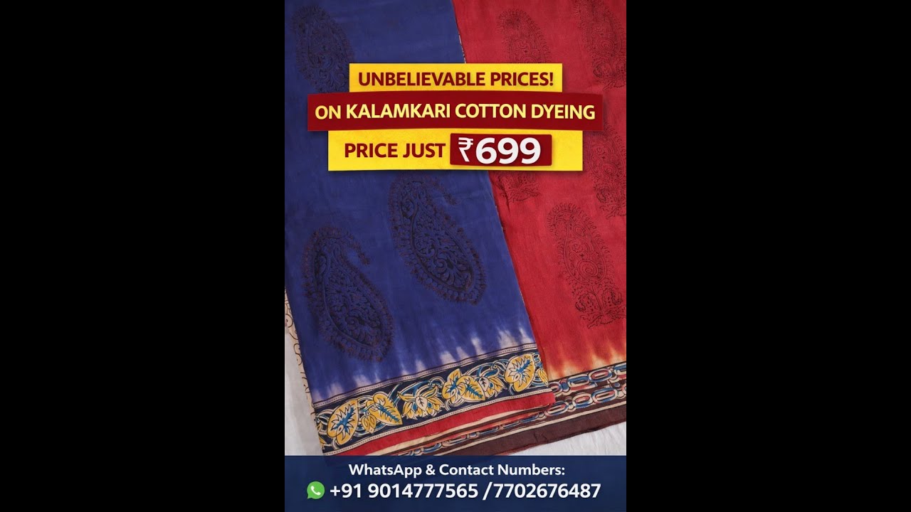 Kalamkari Shop is live | Traditional Kalamkari Magic|Kalamkari Cotton Dyeing Sarees ₹699 Deal
