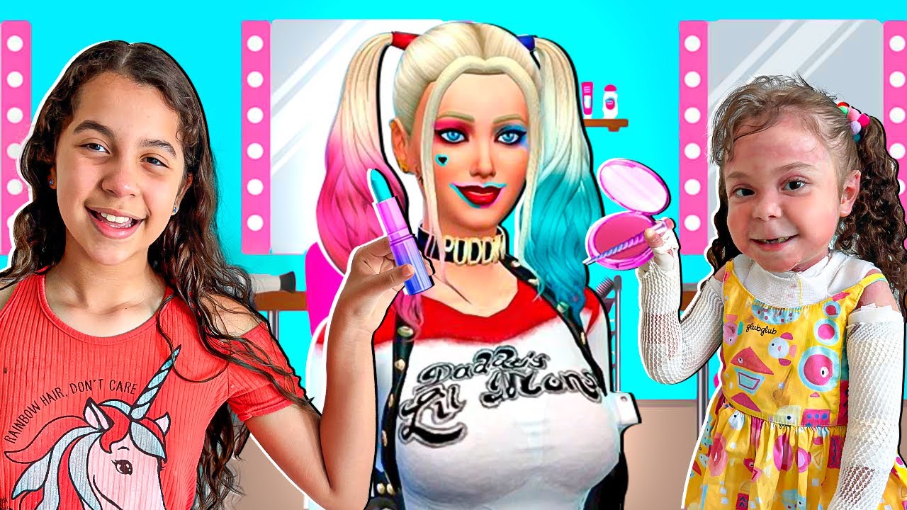 SARAH E ELOAH FAZEM A MAQUIAGEM DA ARLEQUINA no Jogo da maquiagem