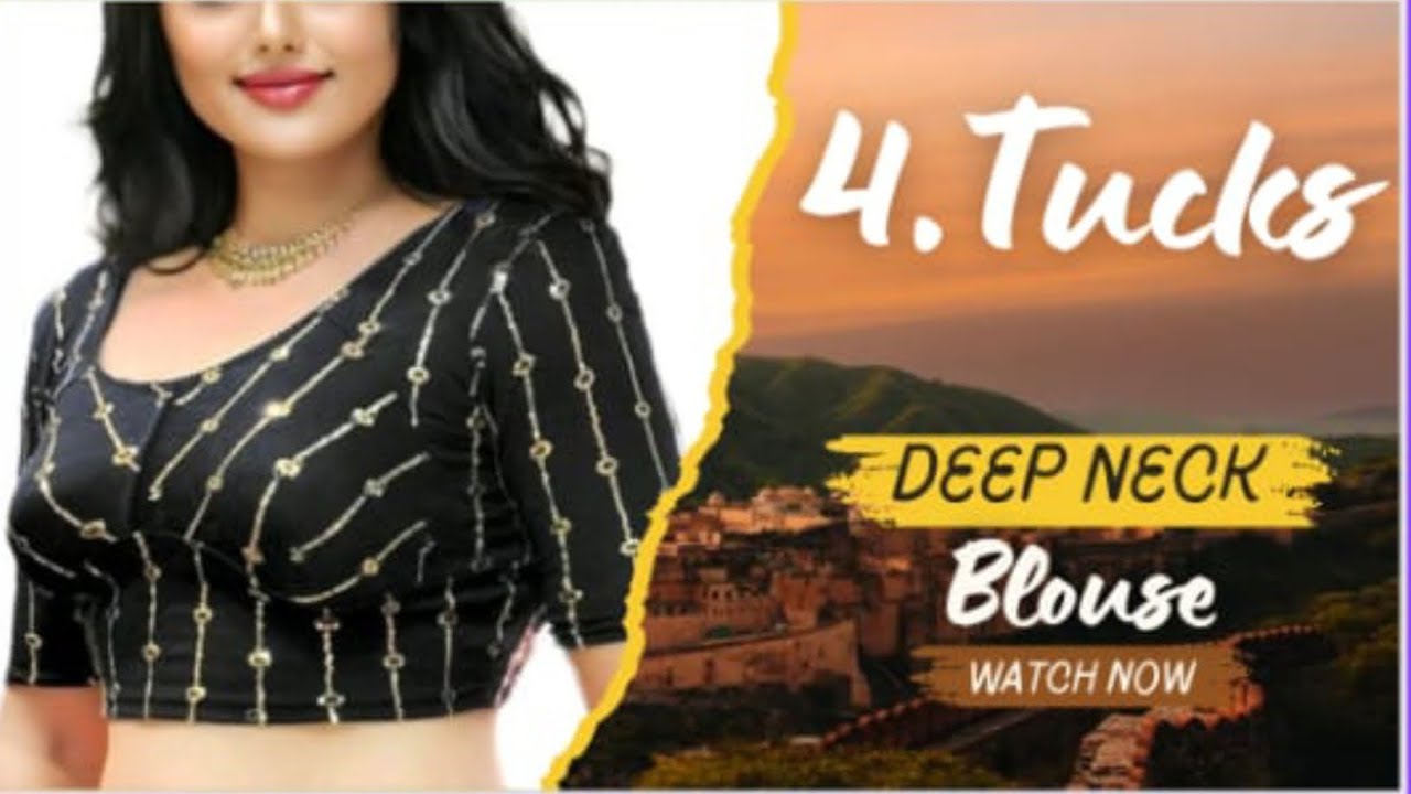 4 Tucks Blouse Cutting| Deep Neck 4 Dart Belt Blouse Cutting