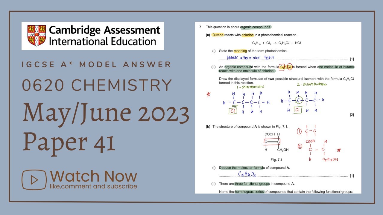 IGCSE Chemistry Paper 41 - May/June 2023 - 0620/41/M/J/23 (Q5-7) SOLVED