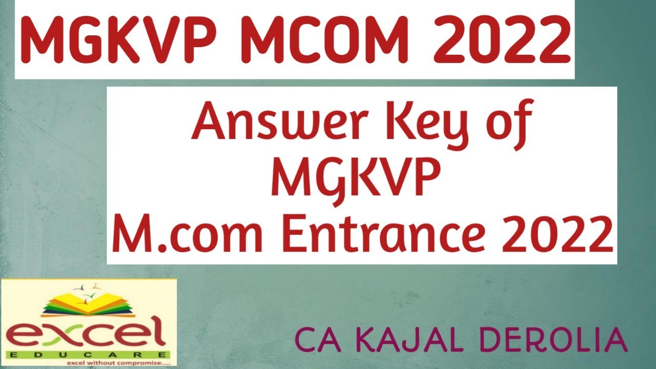 MGKVP M.Com Entrance Answer Key 2022 | M.Com Entrance Exam 2022 | Answer Key |