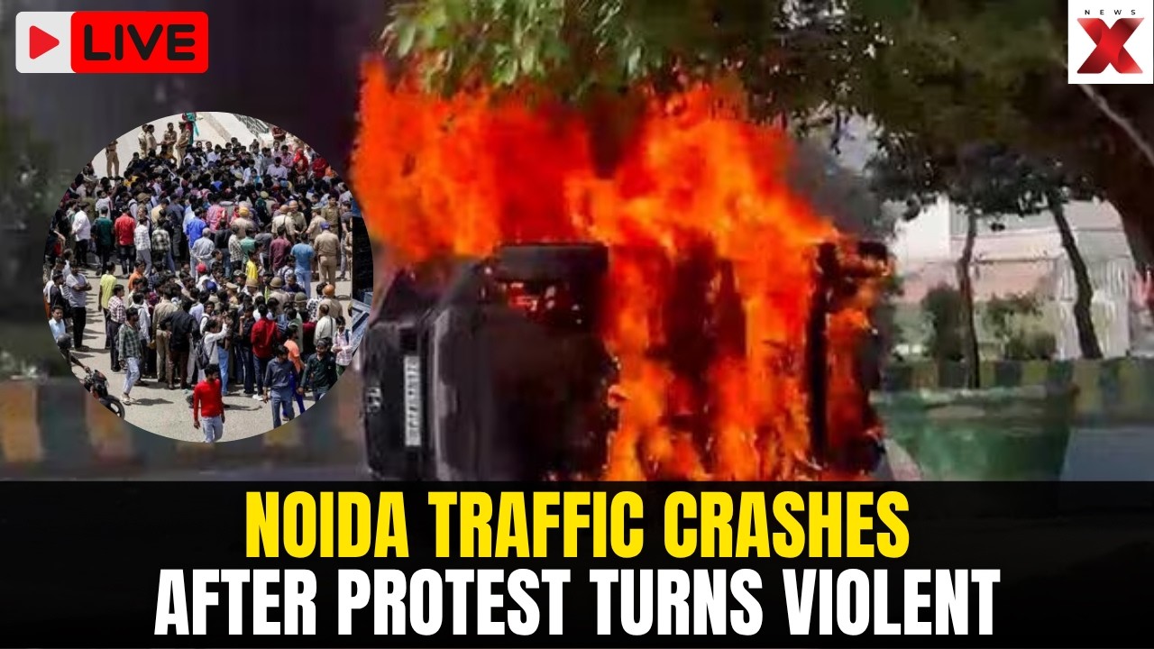 Noida Protest LIVE: Noida Protest Turns Violent, Commuters Stuck In Massive Traffic Jam | LIVE
