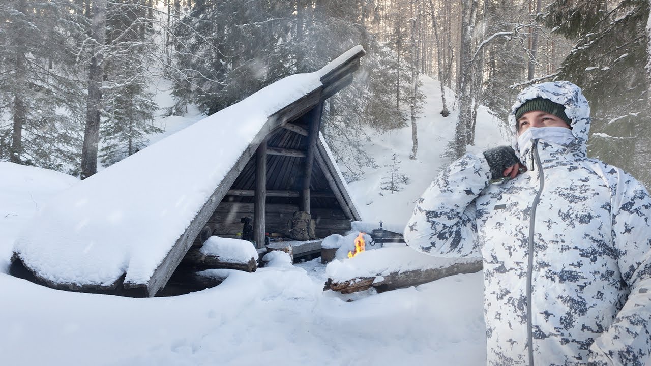 Winter Camping Trip in a Snowy Forest | This lean-to Shelter Made It All Worth It!