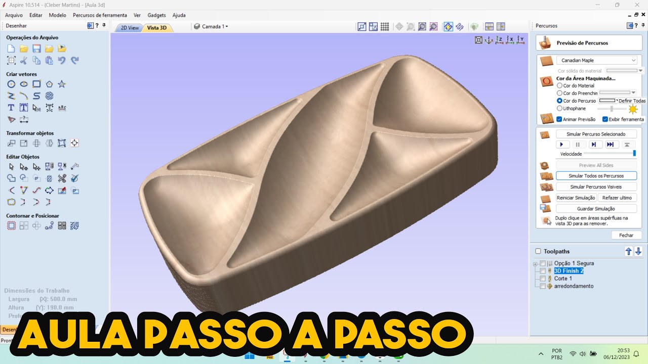 Programar CNC Router para Usinagem 3D usando Aspire