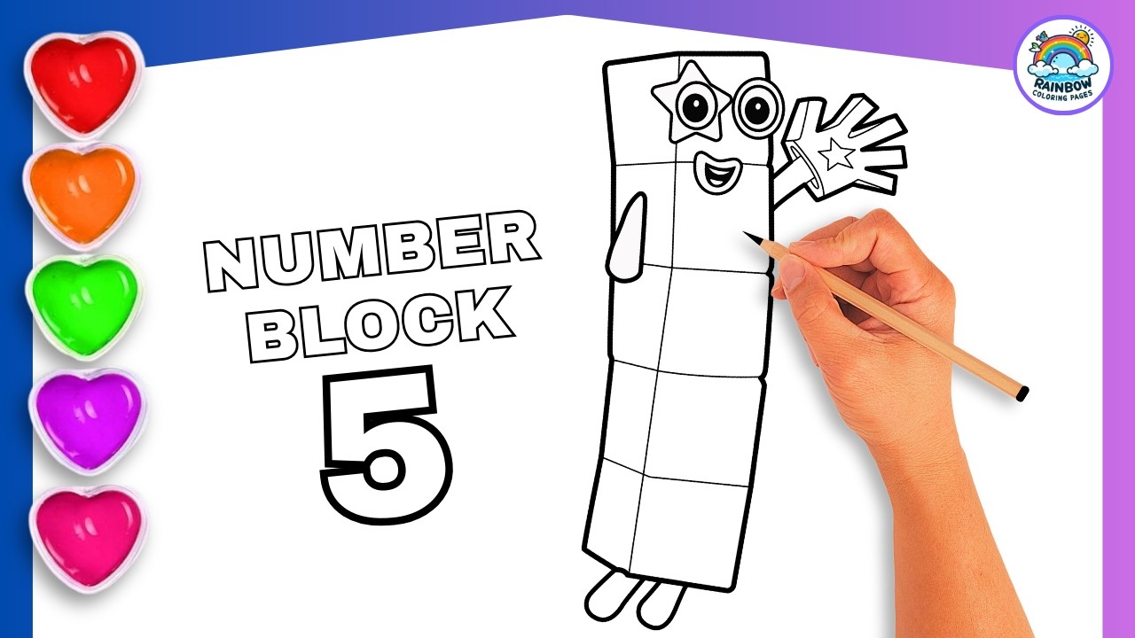 COLORING Numberblock 5🌈Coloring || How to Draw Numberblock 5 for Kids and Toddlers Today!