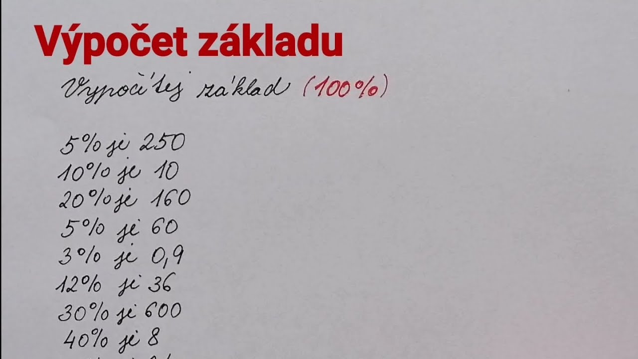 Procenta, výpočet základu