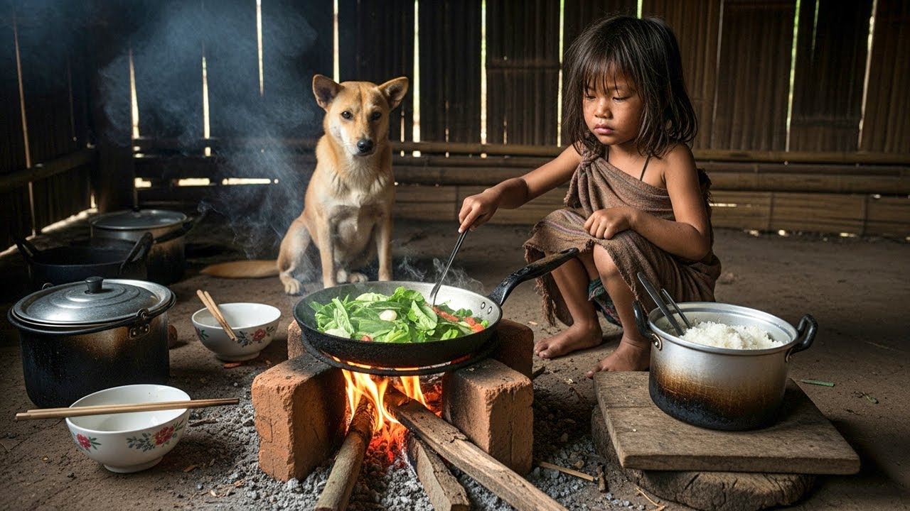 Mother and her two children went to pick wild vegetables to sell and were given a dog by their uncle