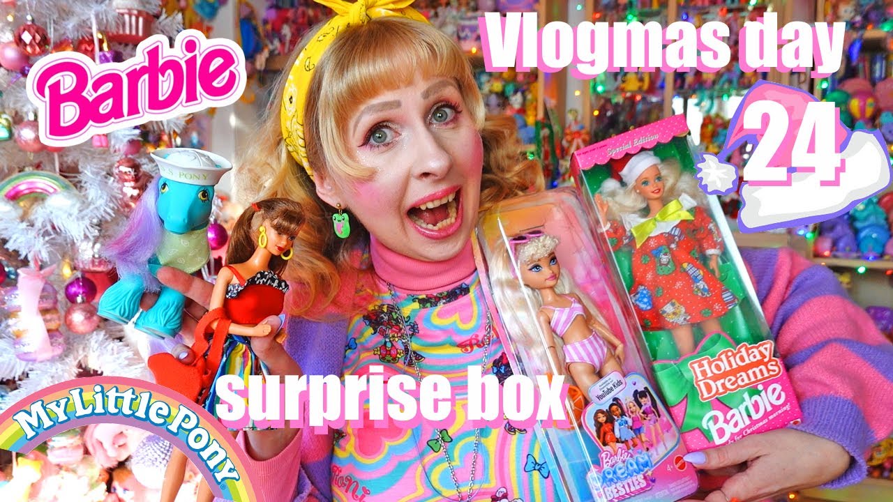 Vlogmas 2025 day 24 - 90s Barbie surprise box - Holiday Dream, Barbie Dream Besties Swim, G1 MLP