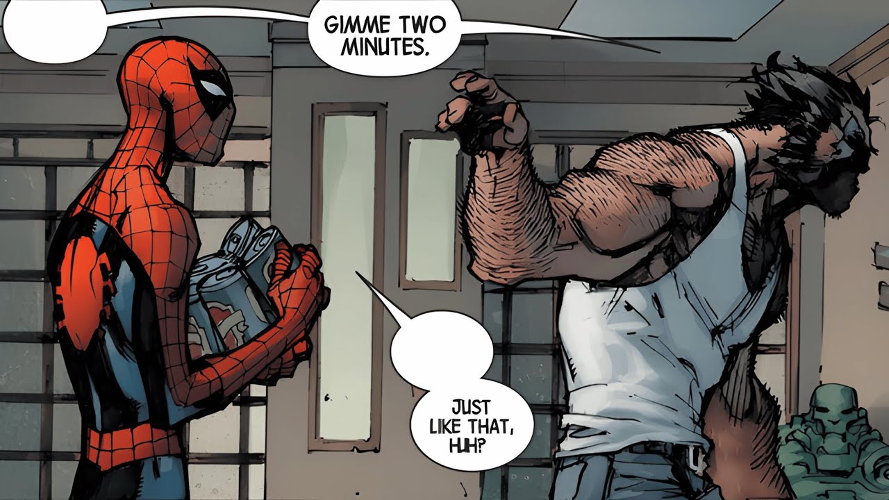 Spider-Man Helps Wolverine Clean His Face