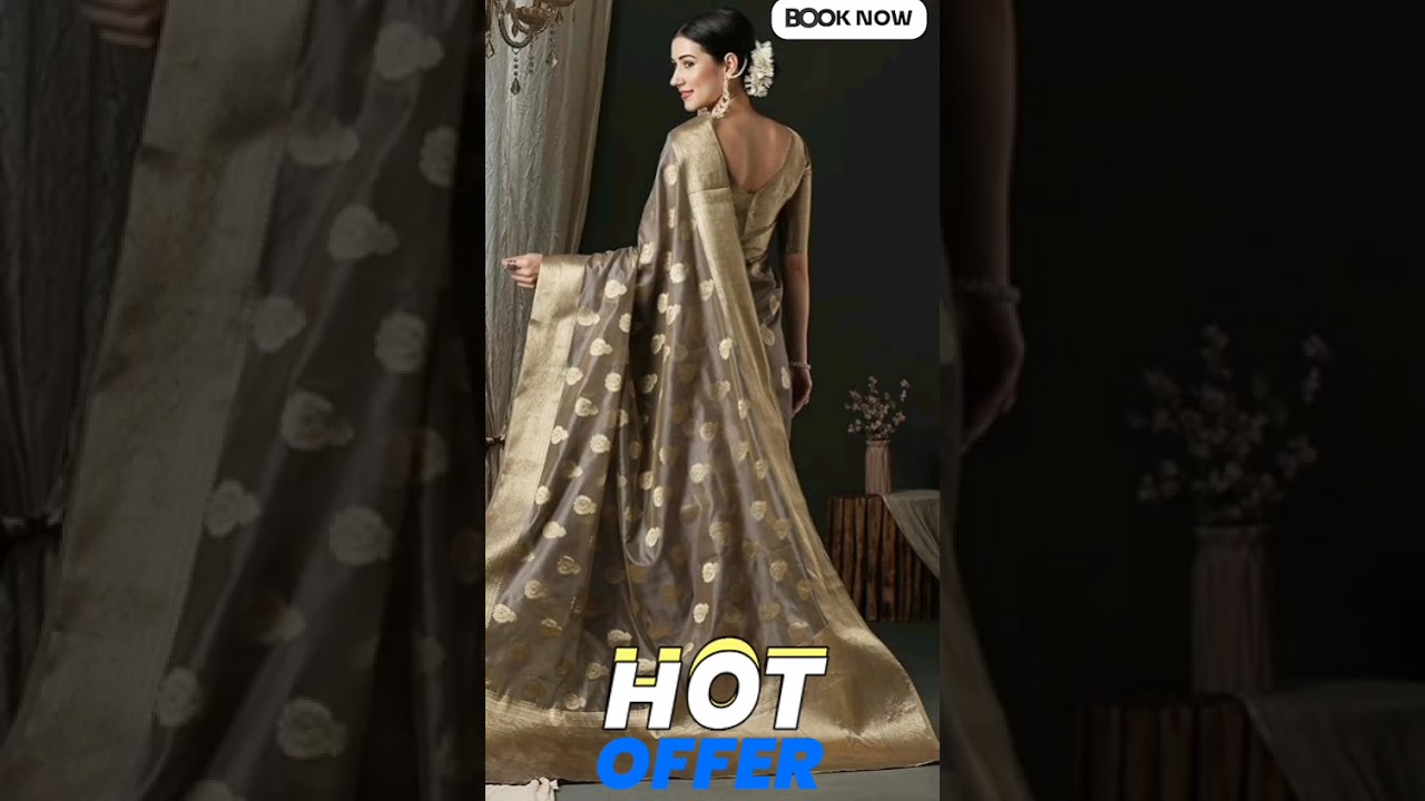 AKHILAM Women's Organza Ethnic Motif Woven Design Saree With Unstitched Blouse Piece