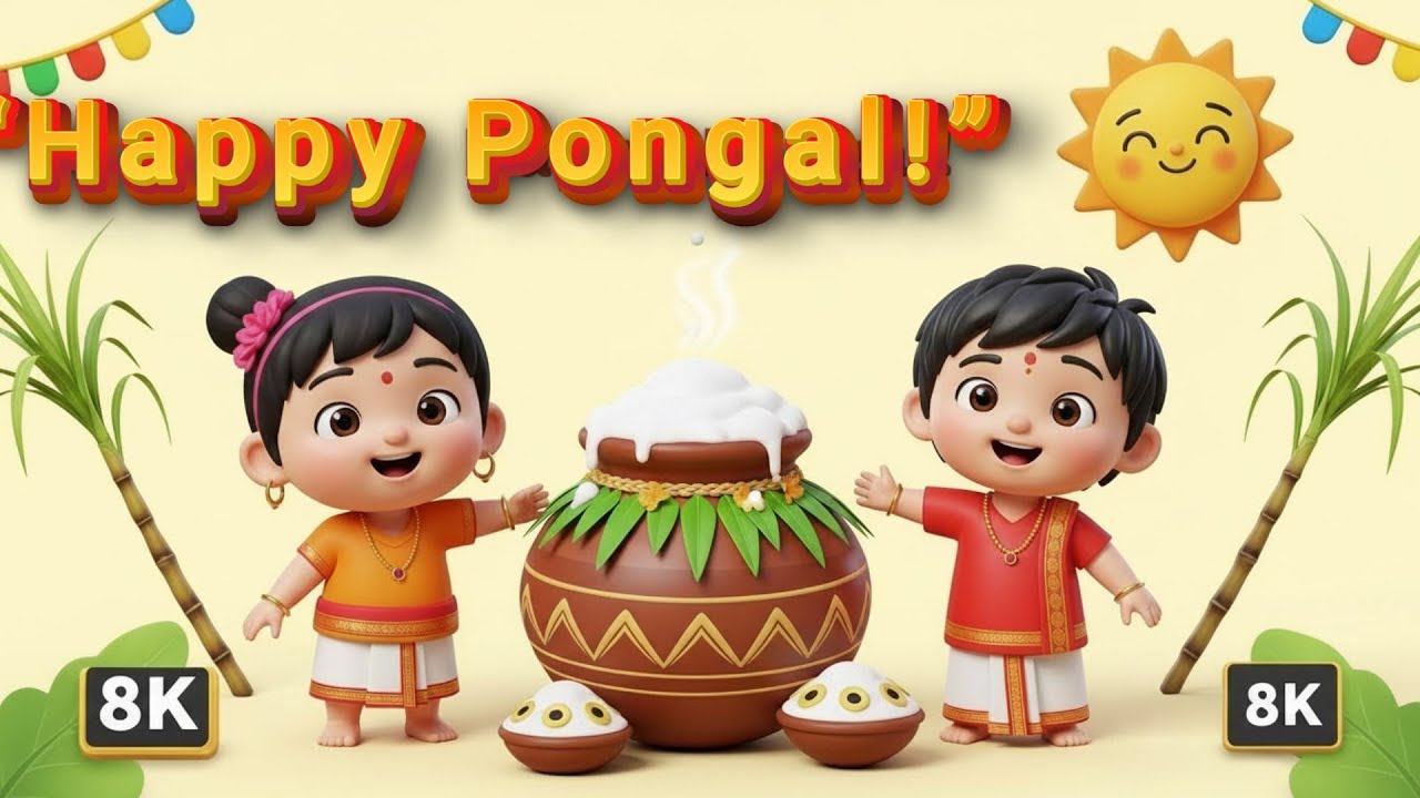 Pongalo Pongal! 🎉 Fun Pongal Song for Kids | Happy Harvest Festival 🌾#kidslearning #toddlersongs