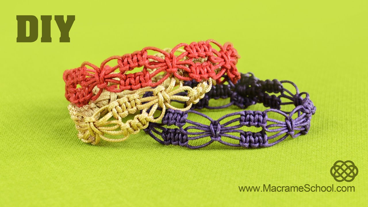 DIY Easy Square Knot Flower Bracelets | Macrame School