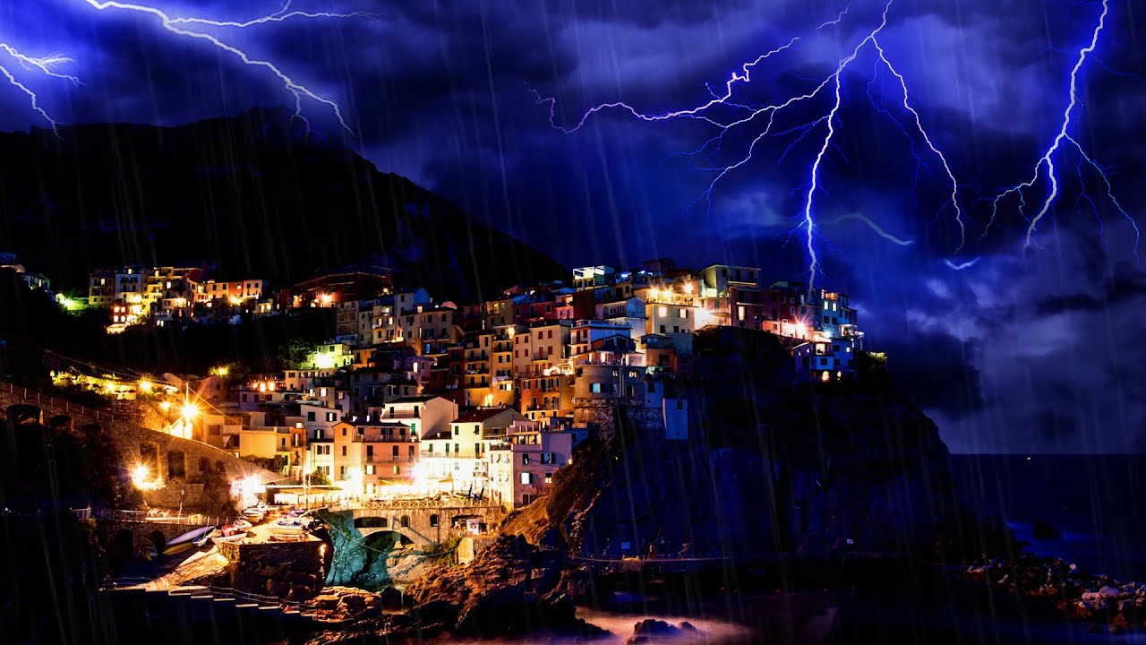 EPIC THUNDERSTORM at CINQUE TERRE - Italy | Sounds to Sleep, Study, Meditate | Disney LUCA Ambience