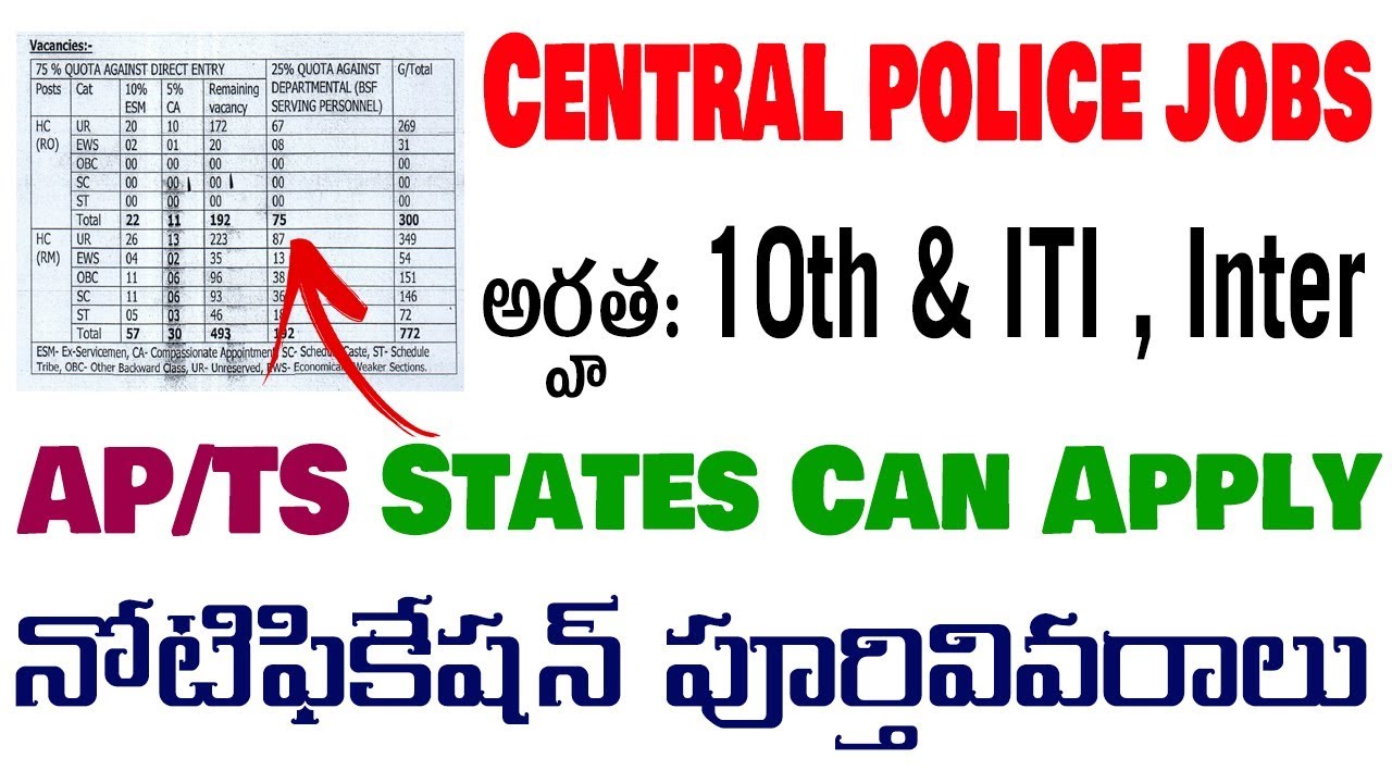 BSF Head constable Recruitment 2019 in telugu Radio Operator Radio Mechanic Notification 1072  jobs