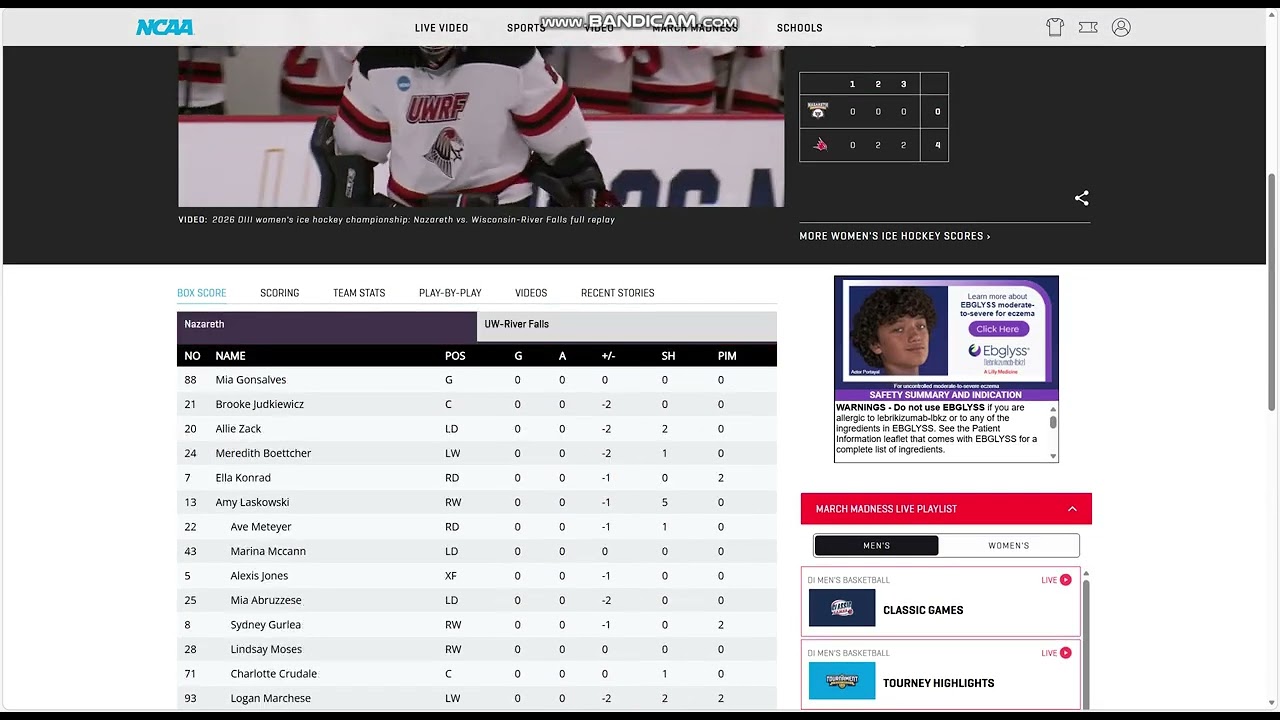 2026 NCAA Division 3 Women's Ice Hockey National Championship Scores Update