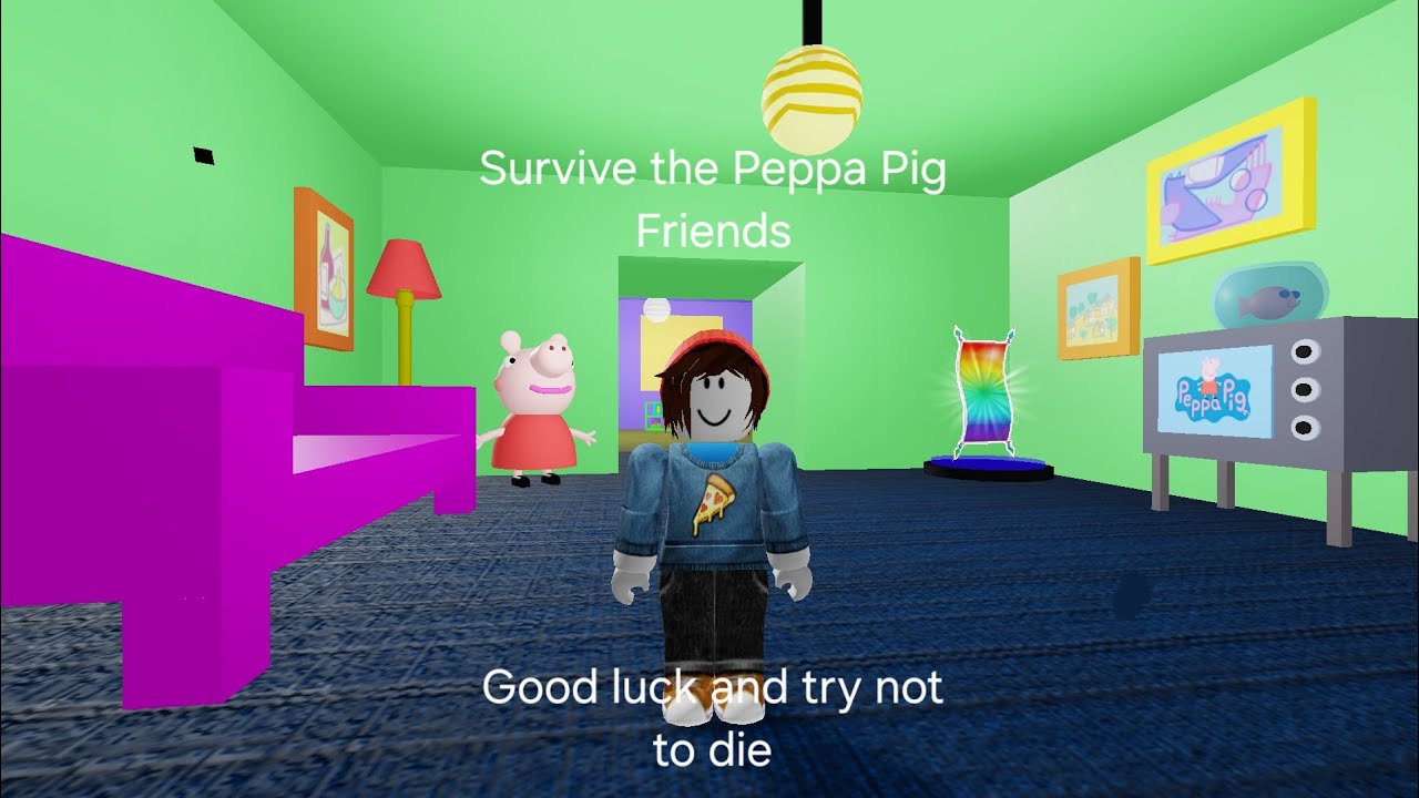 Playing survivethe Peppa Pig friends on Roblox.