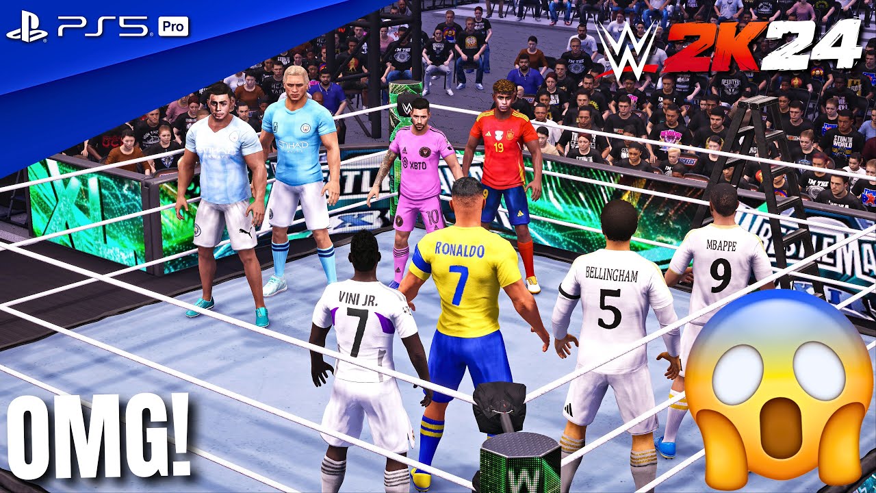 WWE 2K24 - Team Messi vs. Team Ronaldo - Ladder Match at WrestleMania XL | PS5 Pro [4K60]