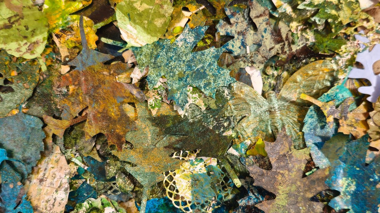 Painty papers and grungy leaves