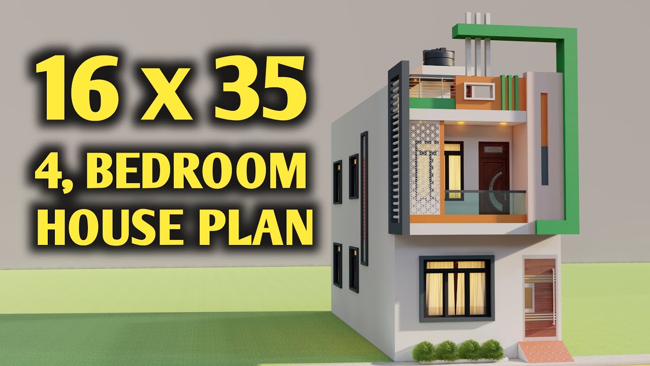 16x35 में चार कमरे का शानदार मकान का नक्शा ,3D 16 By 35 4 Beroom Makan Ka Naksha