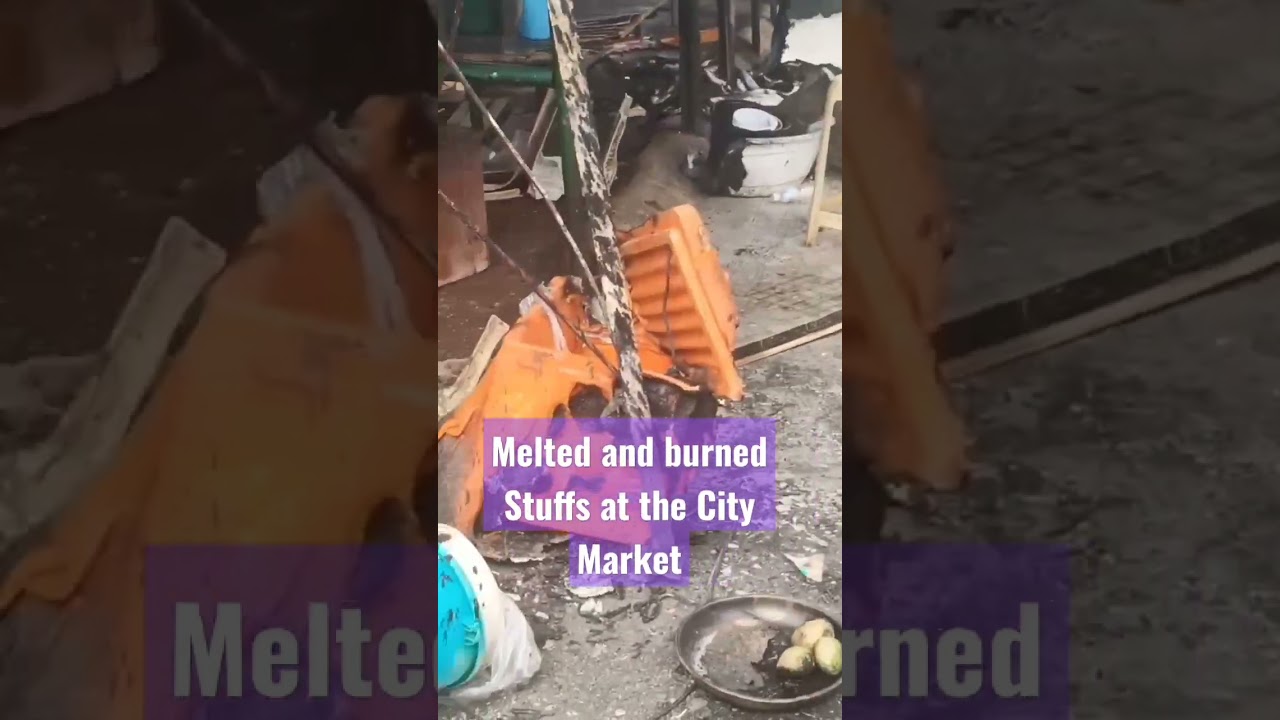 BURNED, MELTED AND SCATTERED STUFFS OF THE CITY MARKET'S VENDORS #shorts #burned #melted #viral