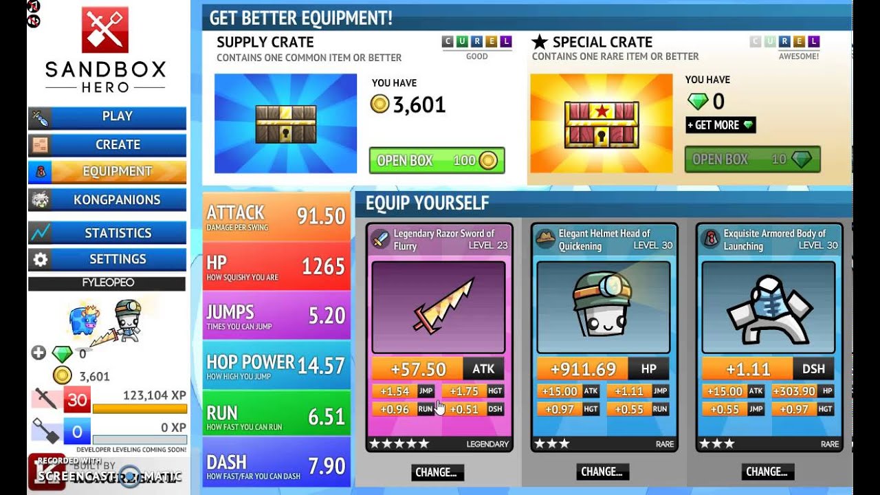 Sandbox hero Opening 100 crates