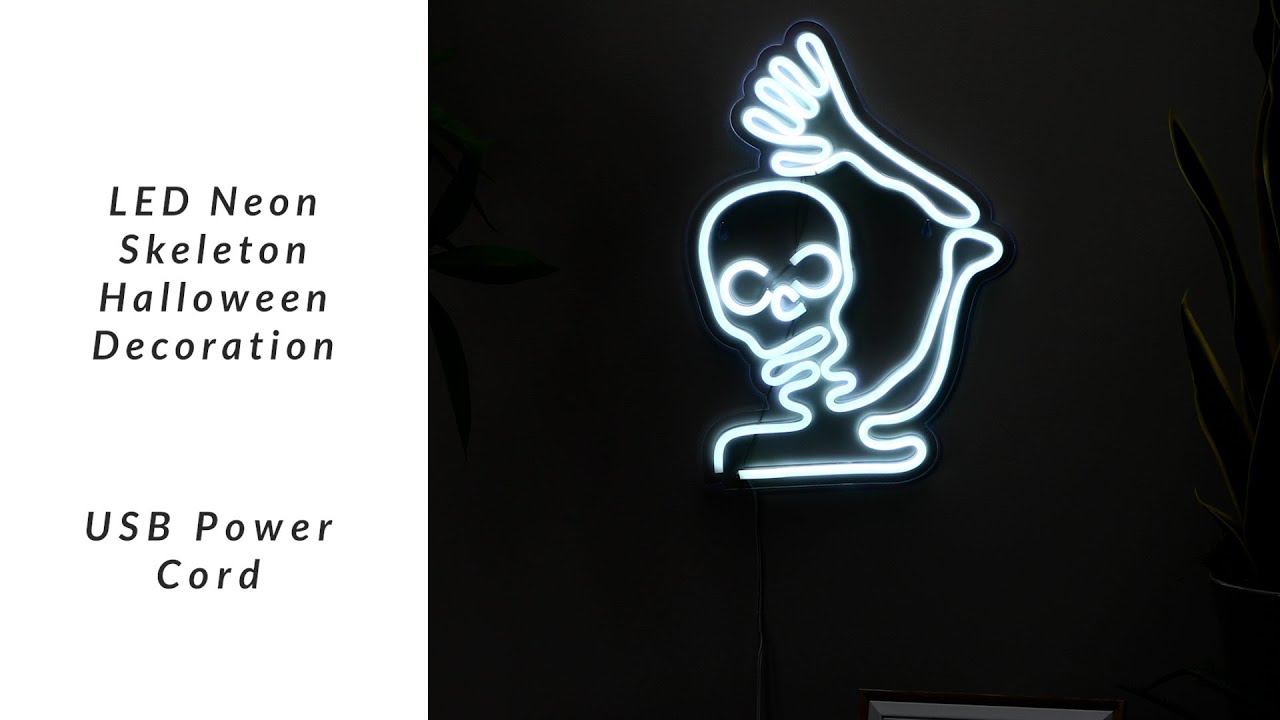 LED Skeleton Neon Lighted Halloween Window Decoration - 15