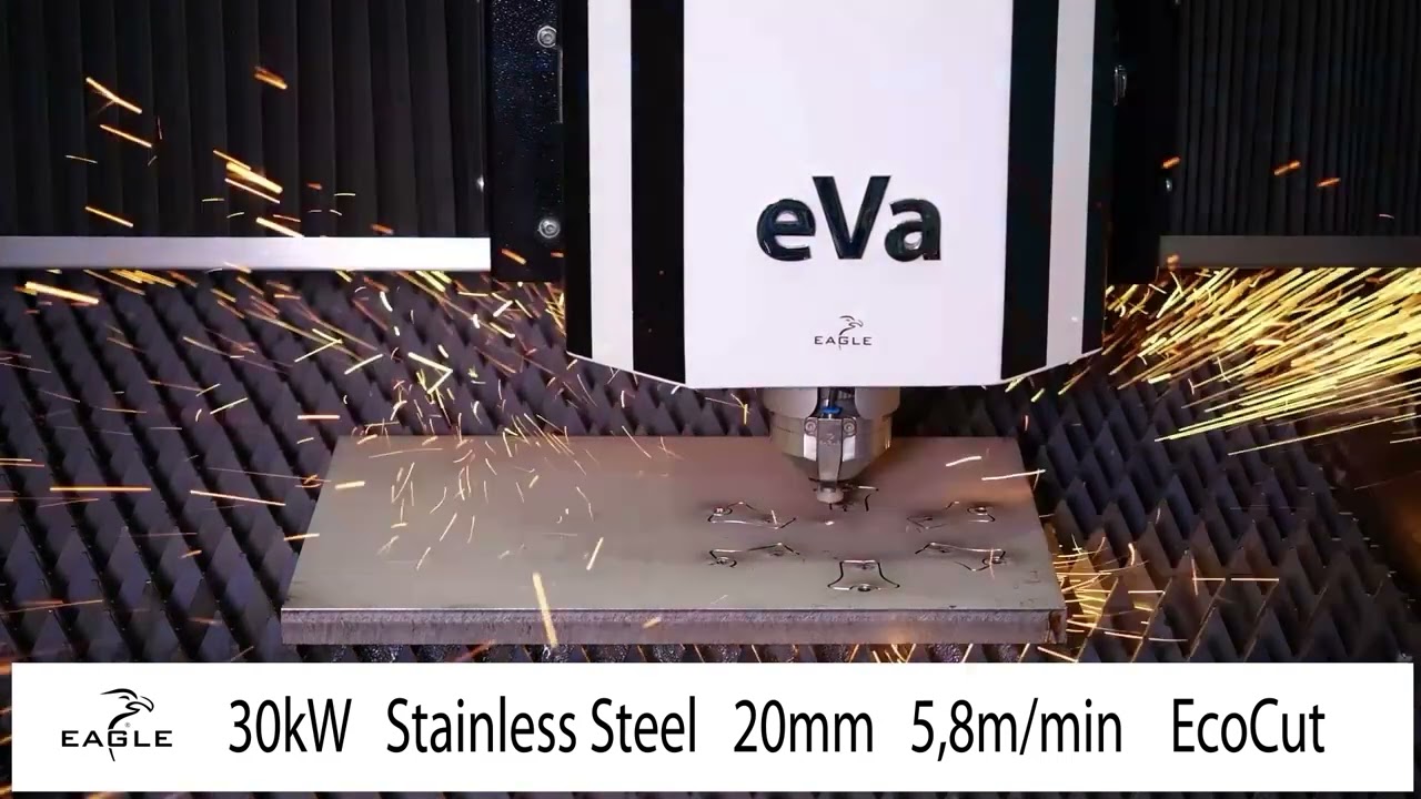 Eagle's 30kW Fiber Laser cutting Stainless Steel 20mm with EcoCut