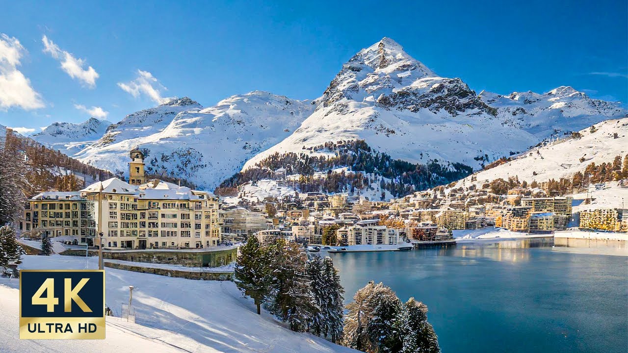 St. Moritz Switzerland 🇨🇭 4K Winter Walking Tour 2024