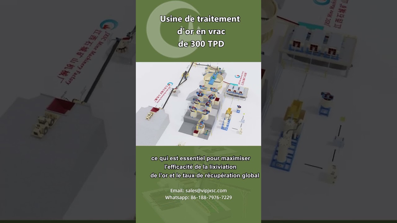 Diagramme de flux d'une usine CIL à or massif de 300 TPD avec concentration gravimétrique