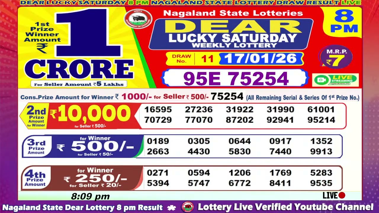 Dear Lucky Saturday Weekly Lottery 8:00 PM Date Of Todays Live 17.01.2026