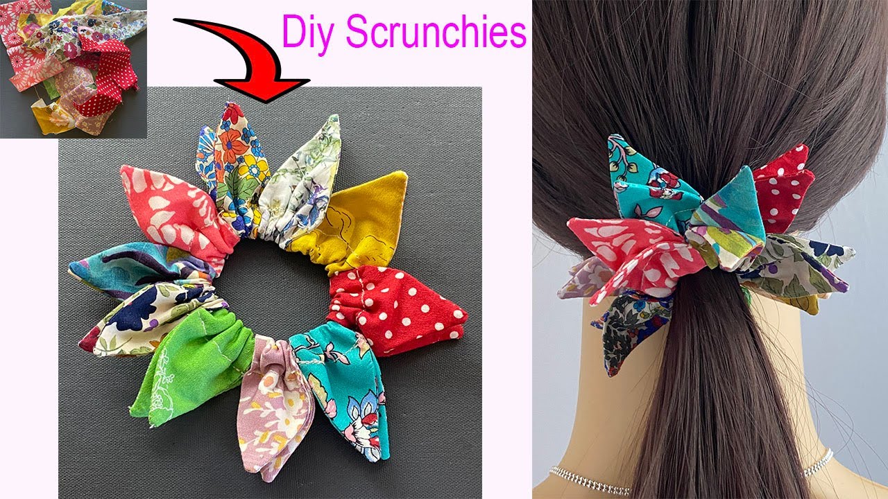 🌸How to Make Flower Scrunchies out of Fabric Scraps | How to make a Scrunchy | Scrunchies de flores