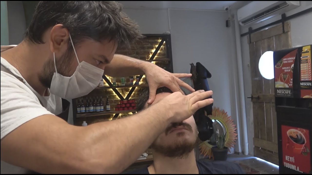 ASMR Turkish Barber Face Massage, Head Massage and Back Massage