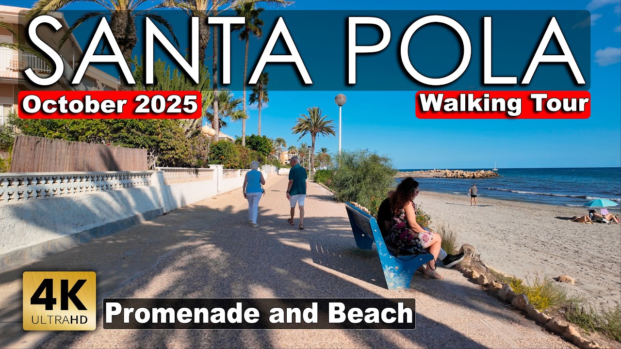 Santa Pola - Promenade and Beach, October 2025 - Spain | Costa Blanca - Walking tour [4k 60fps]
