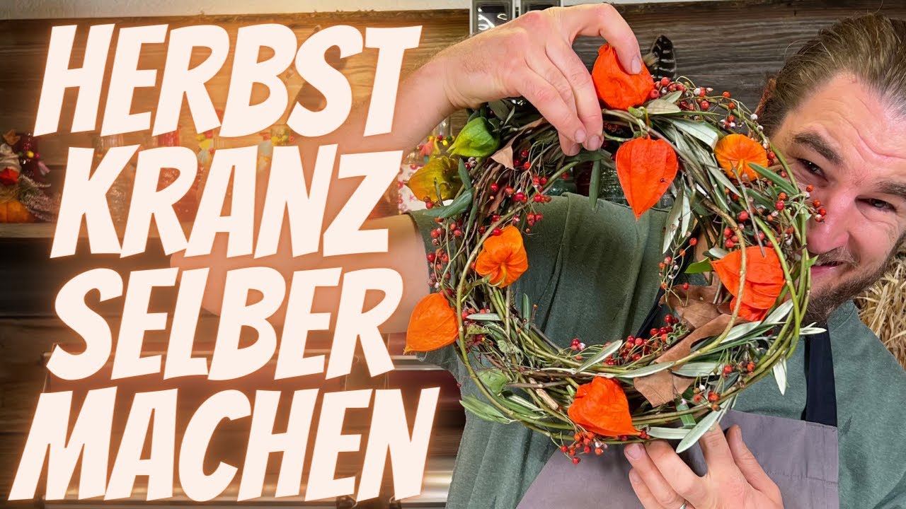 Herbstkranz für Tür oder Tisch aus Efeu Ranken selber machen - Schritt für Schritt Anleitung
