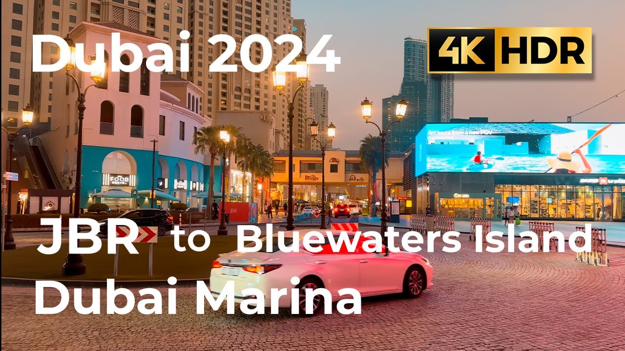 Dubai [4K HDR 60FPS] JBR, Jumeirah Beach Residence to Bluewaters Island Walking Tour | Dolby Vision