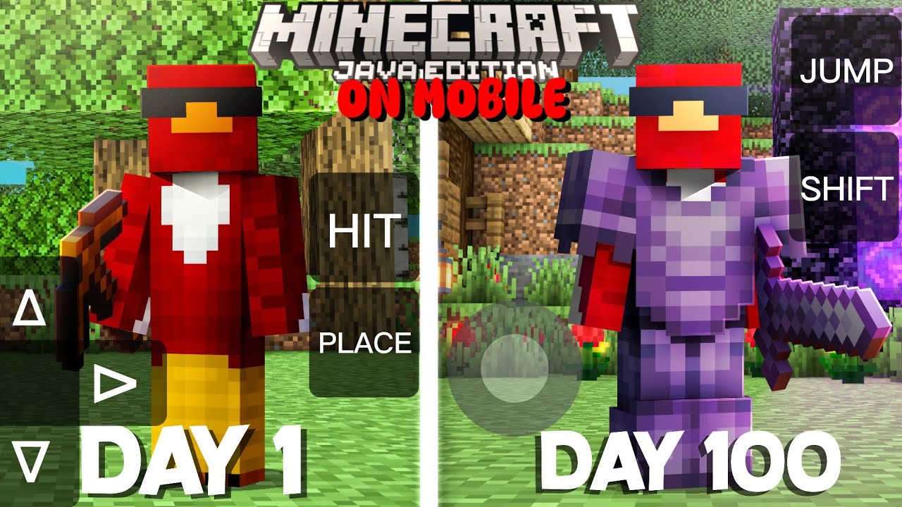 Surviving 100 Days in Minecraft JAVA Edition on my Phone