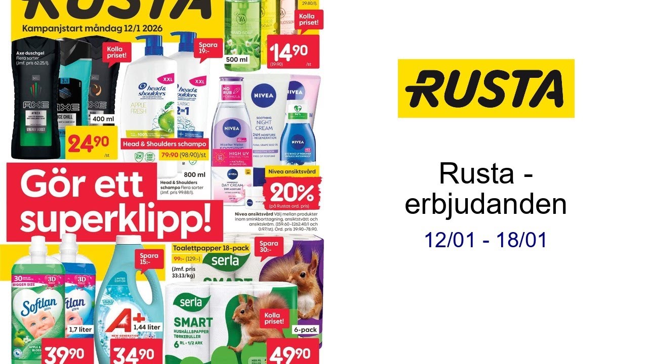 Rusta - erbjudanden 12/01 - 18/01