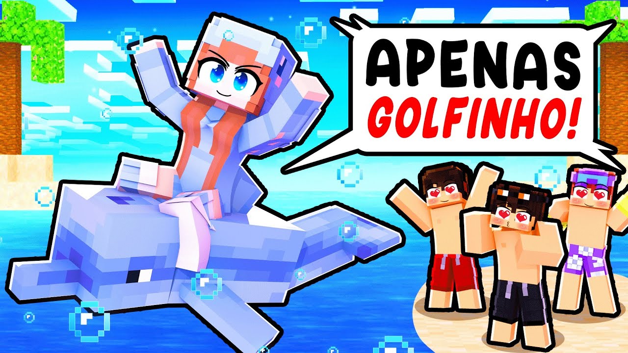 GAROTA GOLFINHO em uma ILHA SÓ de GAROTOS no MINECRAFT!